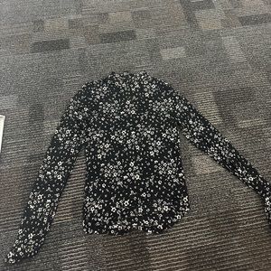 Mesh White and Black floral long sleeve top
